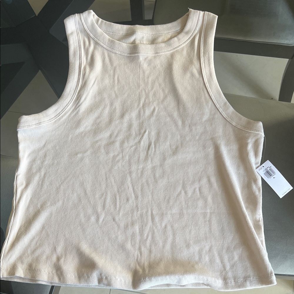 Old Navy Women's Snug Ribbed Off-White Tank Top